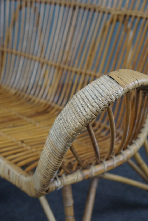 Image 1 of Special Midcentury rattan 2 seater sofa, Dutch Design Style, 1950