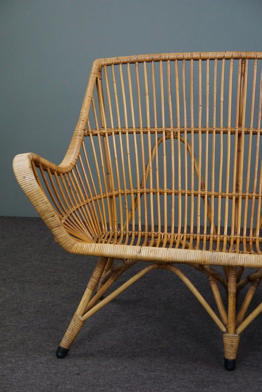 Special Midcentury rattan 2 seater sofa, Dutch Design Style, 1950