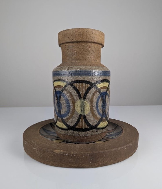 Image 1 of Gres Ceramic Vase And Plate By Antonio Salvador Orodea