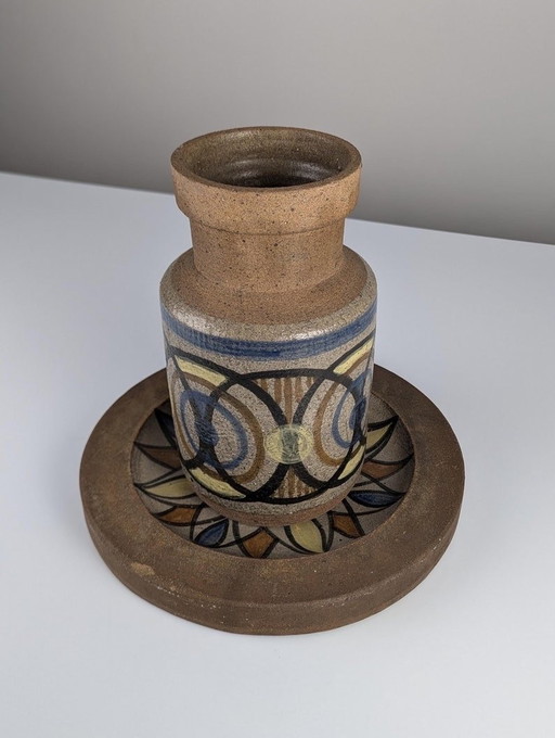 Gres Ceramic Vase And Plate By Antonio Salvador Orodea