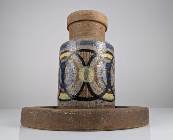 Image 1 of Gres Ceramic Vase And Plate By Antonio Salvador Orodea