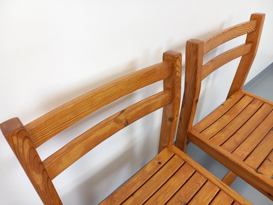Image 1 of Pair Of Vintage 70's Pine Chairs