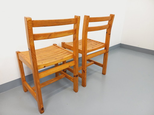 Pair Of Vintage 70's Pine Chairs