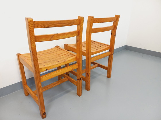 Image 1 of Pair Of Vintage 70's Pine Chairs