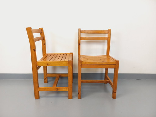 Pair Of Vintage 70's Pine Chairs