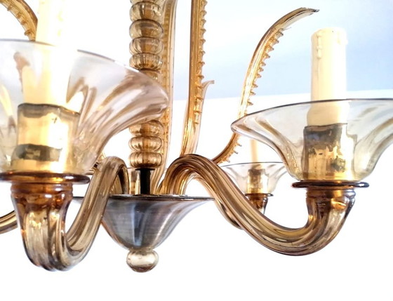 Image 1 of Gold Murano chandelier Barovier Et Toso 1960