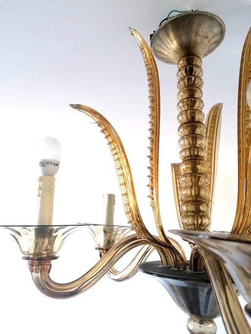 Gold Murano chandelier Barovier Et Toso 1960