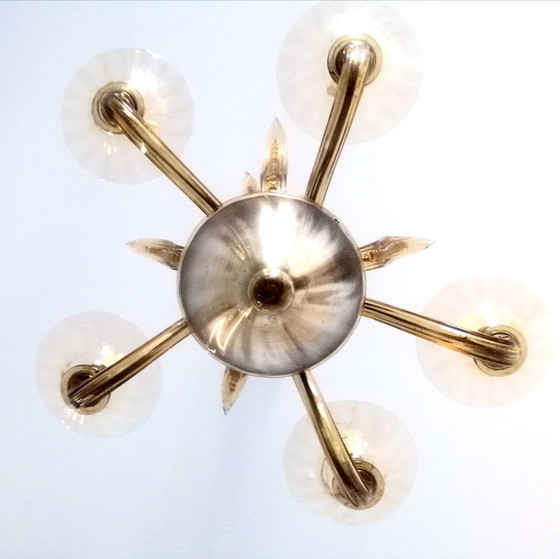 Image 1 of Gold Murano chandelier Barovier Et Toso 1960