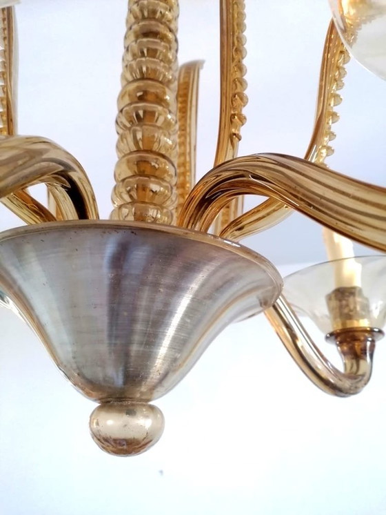 Image 1 of Gold Murano chandelier Barovier Et Toso 1960