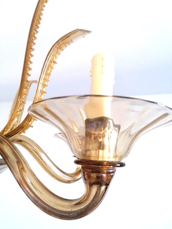 Image 1 of Gold Murano chandelier Barovier Et Toso 1960