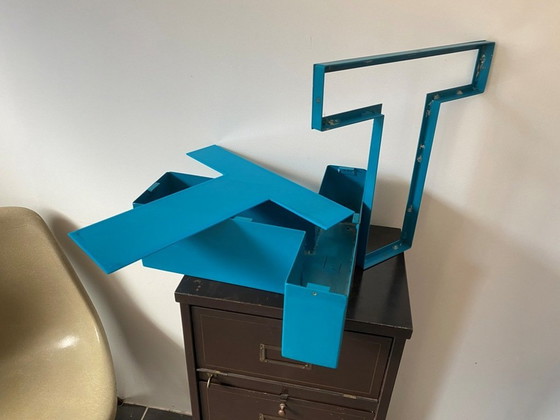 Image 1 of Letter T Sign Aluminium Alu And Plexiglas Plexi Vintage 1970