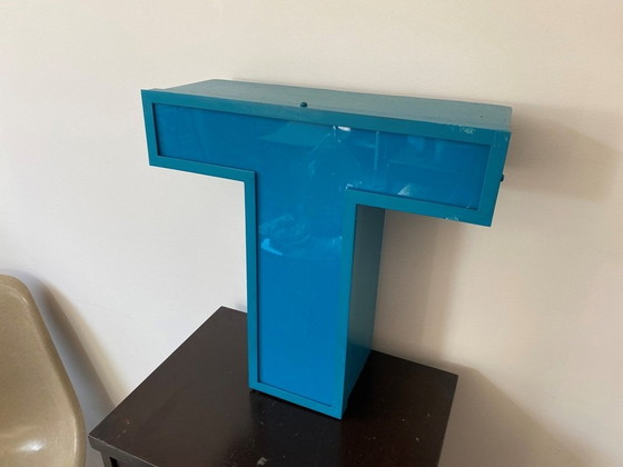 Image 1 of Letter T Sign Aluminium Alu And Plexiglas Plexi Vintage 1970