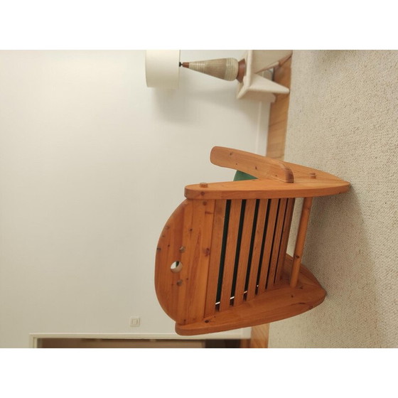 Image 1 of Vintage rocking chair in pine wood and velvet, 1970