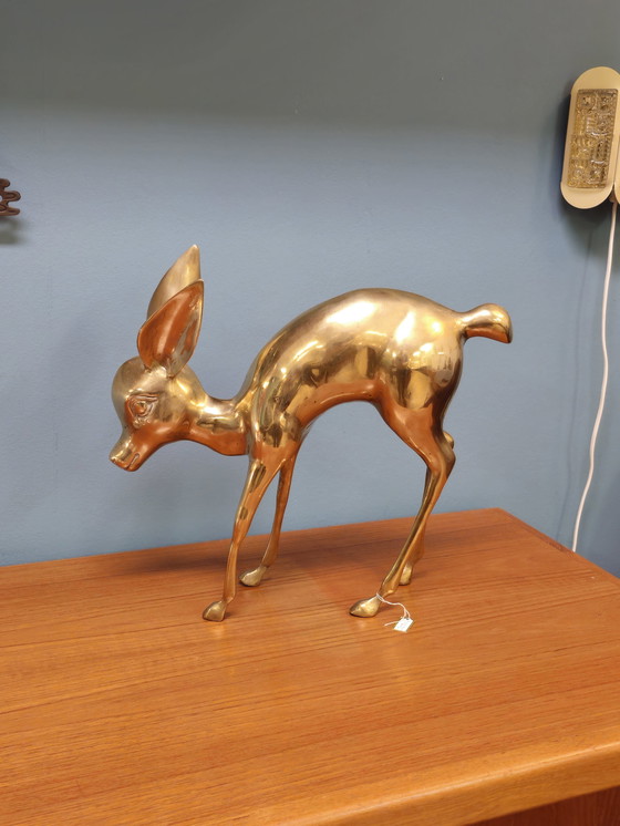 Image 1 of Vintage Brass Xl Deer Bambi Deer Copper