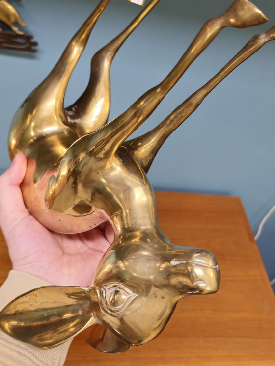 Image 1 of Vintage Brass Xl Deer Bambi Deer Copper