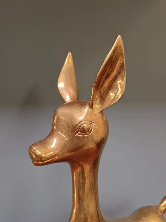 Image 1 of Vintage Brass Xl Deer Bambi Deer Copper