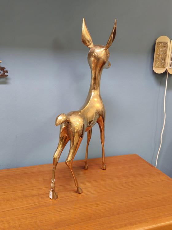 Image 1 of Vintage Brass Xl Deer Bambi Deer Copper