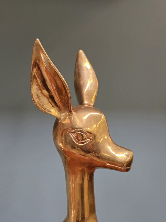 Image 1 of Vintage Brass Xl Deer Bambi Deer Copper