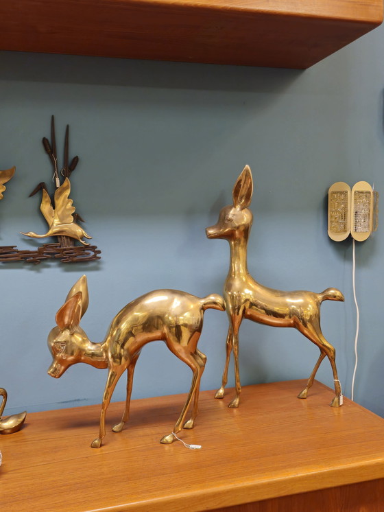 Image 1 of Vintage Brass Xl Deer Bambi Deer Copper
