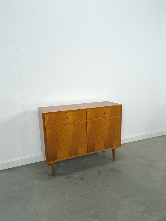 Image 1 of Veneer Cabinet With Drawers And Round Wooden Legs