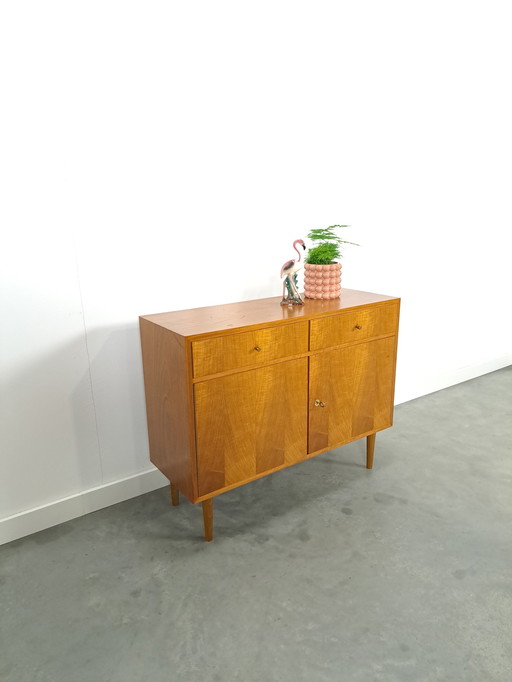 Veneer Cabinet With Drawers And Round Wooden Legs