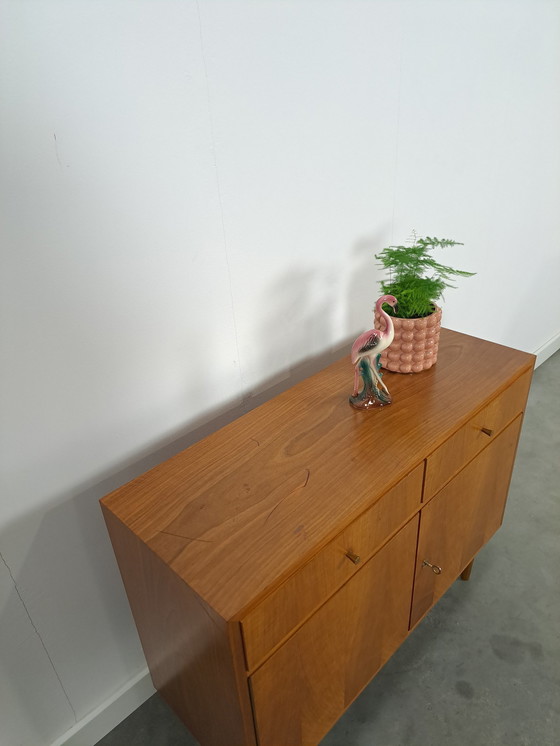 Image 1 of Veneer Cabinet With Drawers And Round Wooden Legs