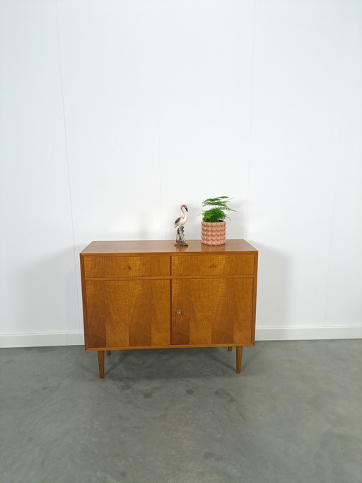 Veneer Cabinet With Drawers And Round Wooden Legs