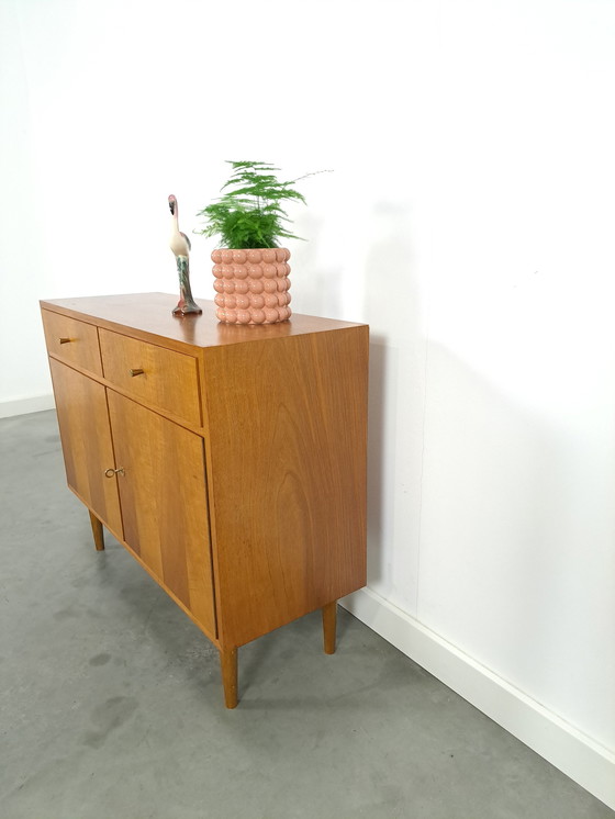 Image 1 of Veneer Cabinet With Drawers And Round Wooden Legs