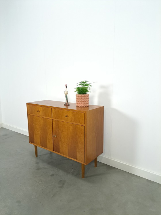 Image 1 of Veneer Cabinet With Drawers And Round Wooden Legs