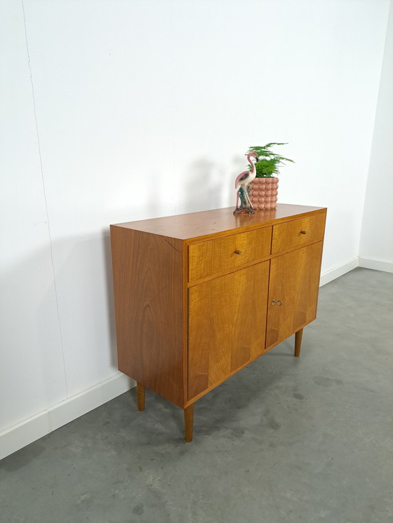 Image 1 of Veneer Cabinet With Drawers And Round Wooden Legs