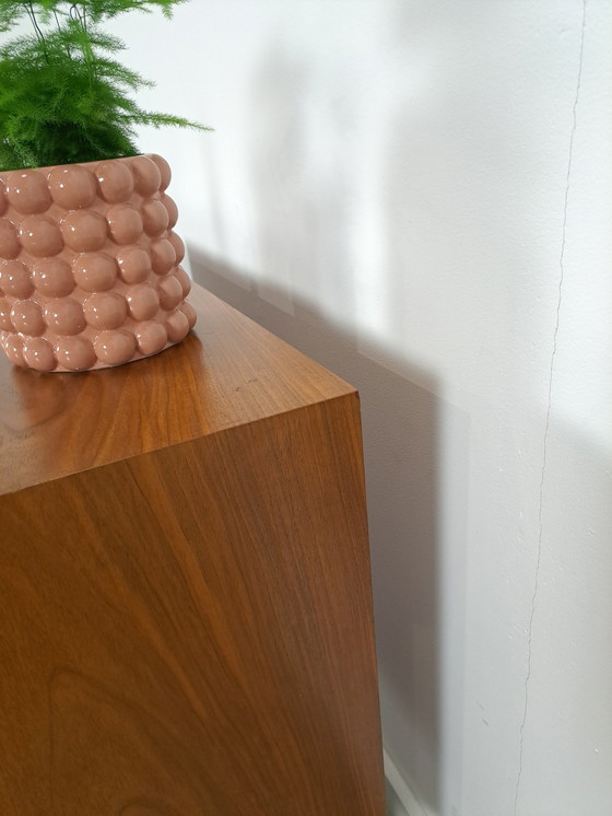 Image 1 of Veneer Cabinet With Drawers And Round Wooden Legs