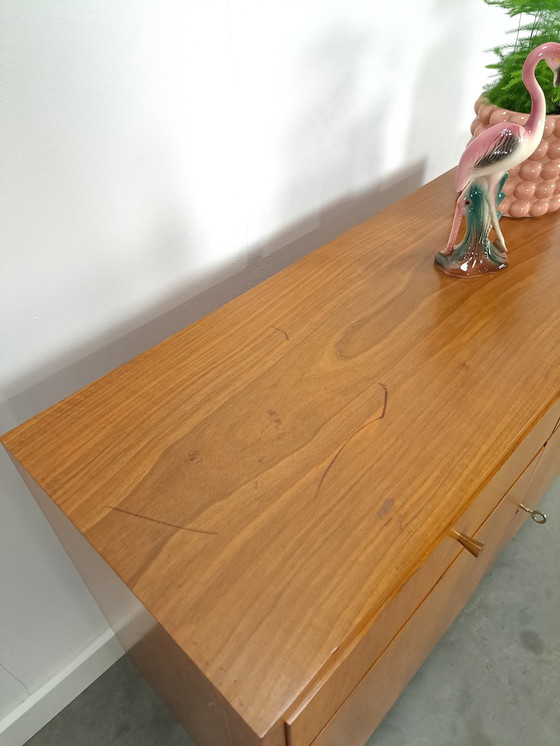 Image 1 of Veneer Cabinet With Drawers And Round Wooden Legs