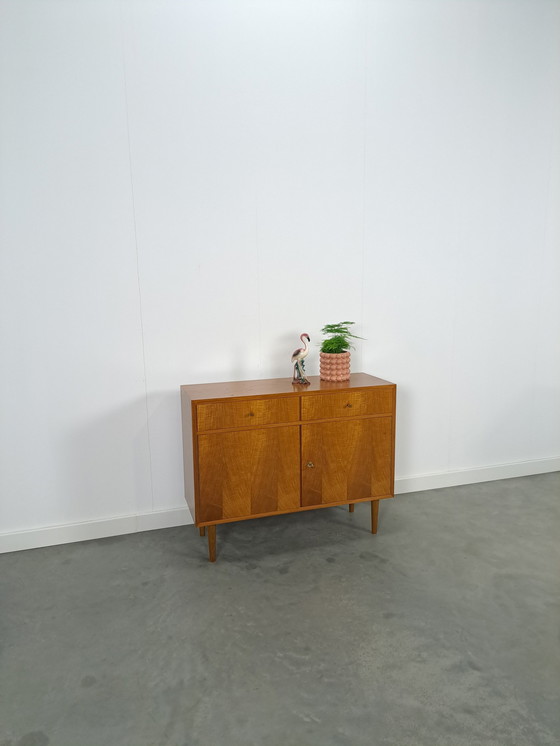 Image 1 of Veneer Cabinet With Drawers And Round Wooden Legs