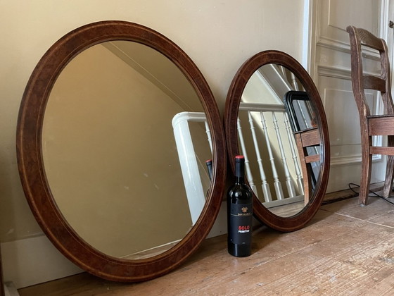 Image 1 of 2 X Oval Mirrors Inlaid Antique French