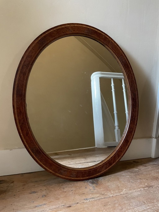 2 X Oval Mirrors Inlaid Antique French