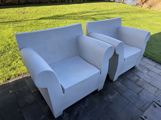 Image 1 of Kartell-Bubble Club Garden Bench +2 Chairs White