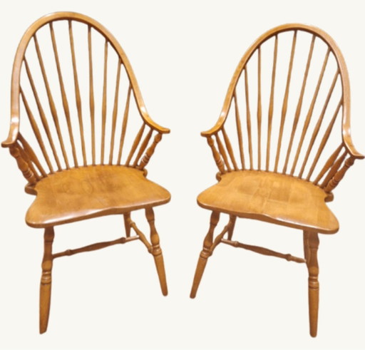 Set Of 2 Windsor Bar Chairs With High Back