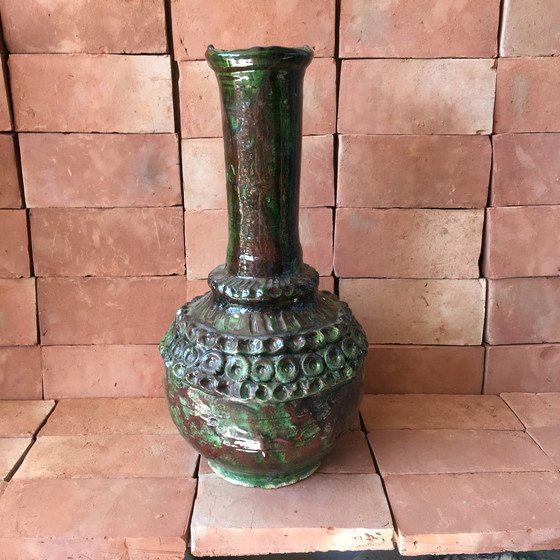 Image 1 of Tamegroute Glazed Earthenware Pottery Vase