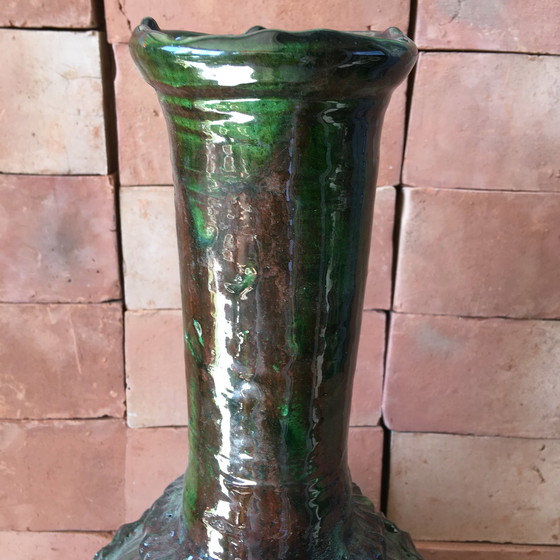 Image 1 of Tamegroute Glazed Earthenware Pottery Vase