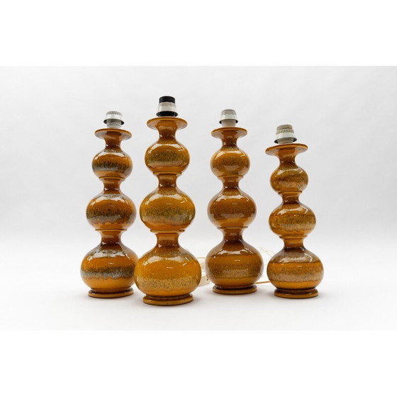Image 1 of Vintage orange ceramic table lamp by Kaiser Leuchten, Germany 1960