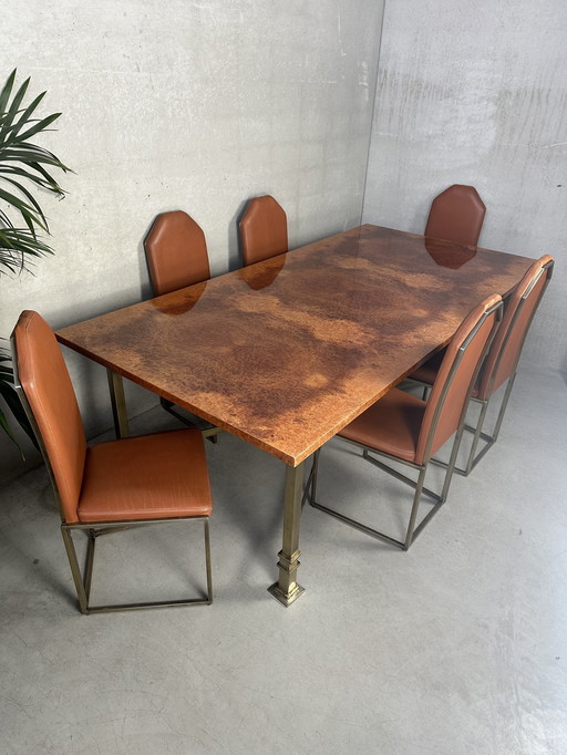 Vintage Design Regency Dining Table + 6 Chairs - Belgochrom
