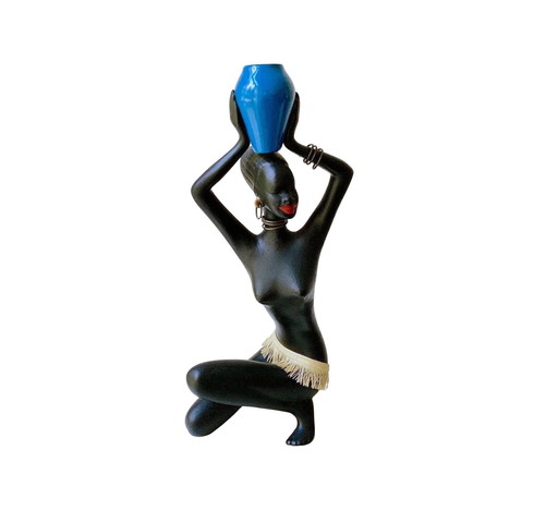 Large Africanist Sculpture - Vintage Ceramic - N° 1256 - Albert Strunz - Cortendorf - 1950