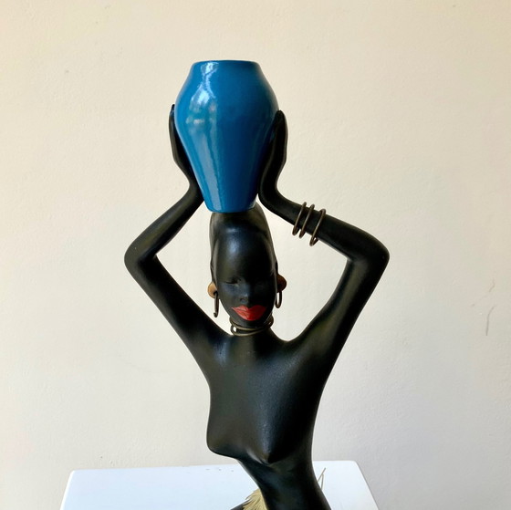 Image 1 of Grande scultura africanista • Ceramica vintage • N. 1256 • Albert Strunz • Cortendorf • 1950