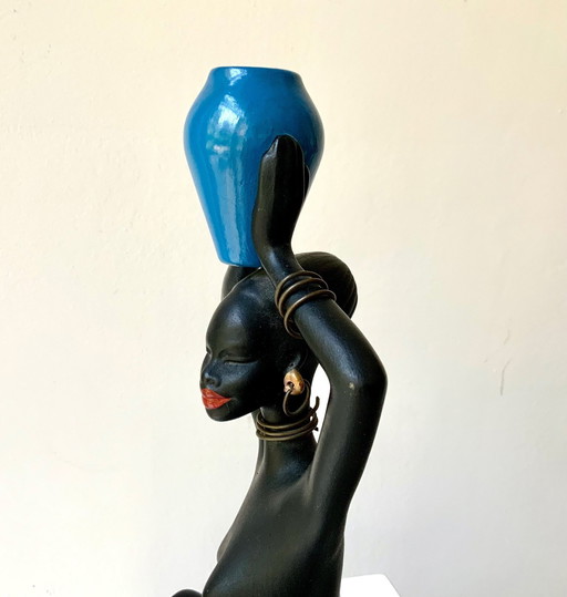 Large Africanist Sculpture - Vintage Ceramic - N° 1256 - Albert Strunz - Cortendorf - 1950
