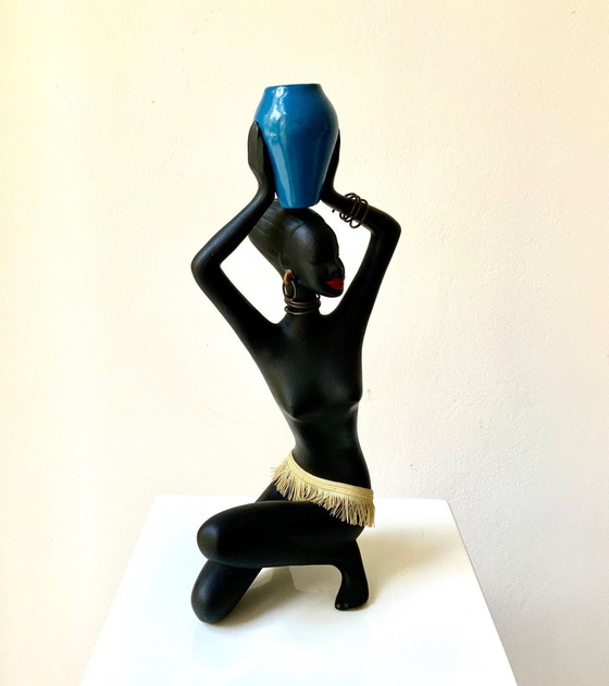 Image 1 of Grande scultura africanista • Ceramica vintage • N. 1256 • Albert Strunz • Cortendorf • 1950