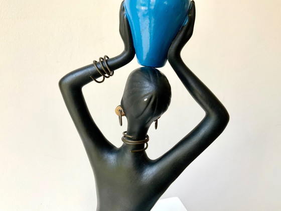 Image 1 of Grande scultura africanista • Ceramica vintage • N. 1256 • Albert Strunz • Cortendorf • 1950