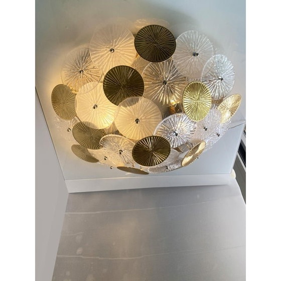 Image 1 of Contemporary Water-Lily Brass And Murano Glass Sputnik Flush Mount