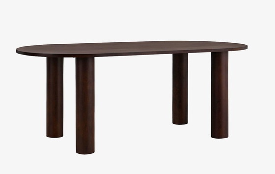 Image 1 of Curved Brown Wooden Table For 6 Chairs