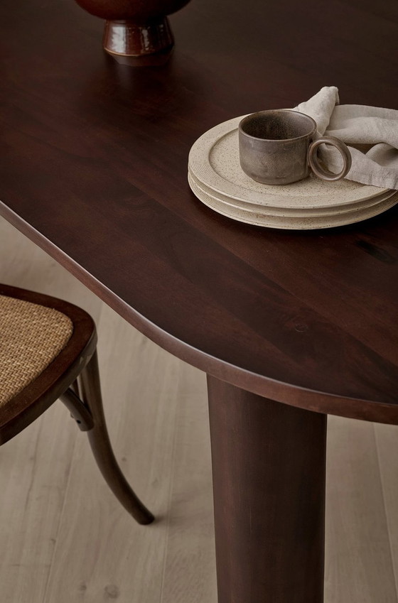 Image 1 of Curved Brown Wooden Table For 6 Chairs