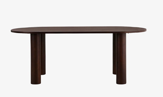 Image 1 of Curved Brown Wooden Table For 6 Chairs